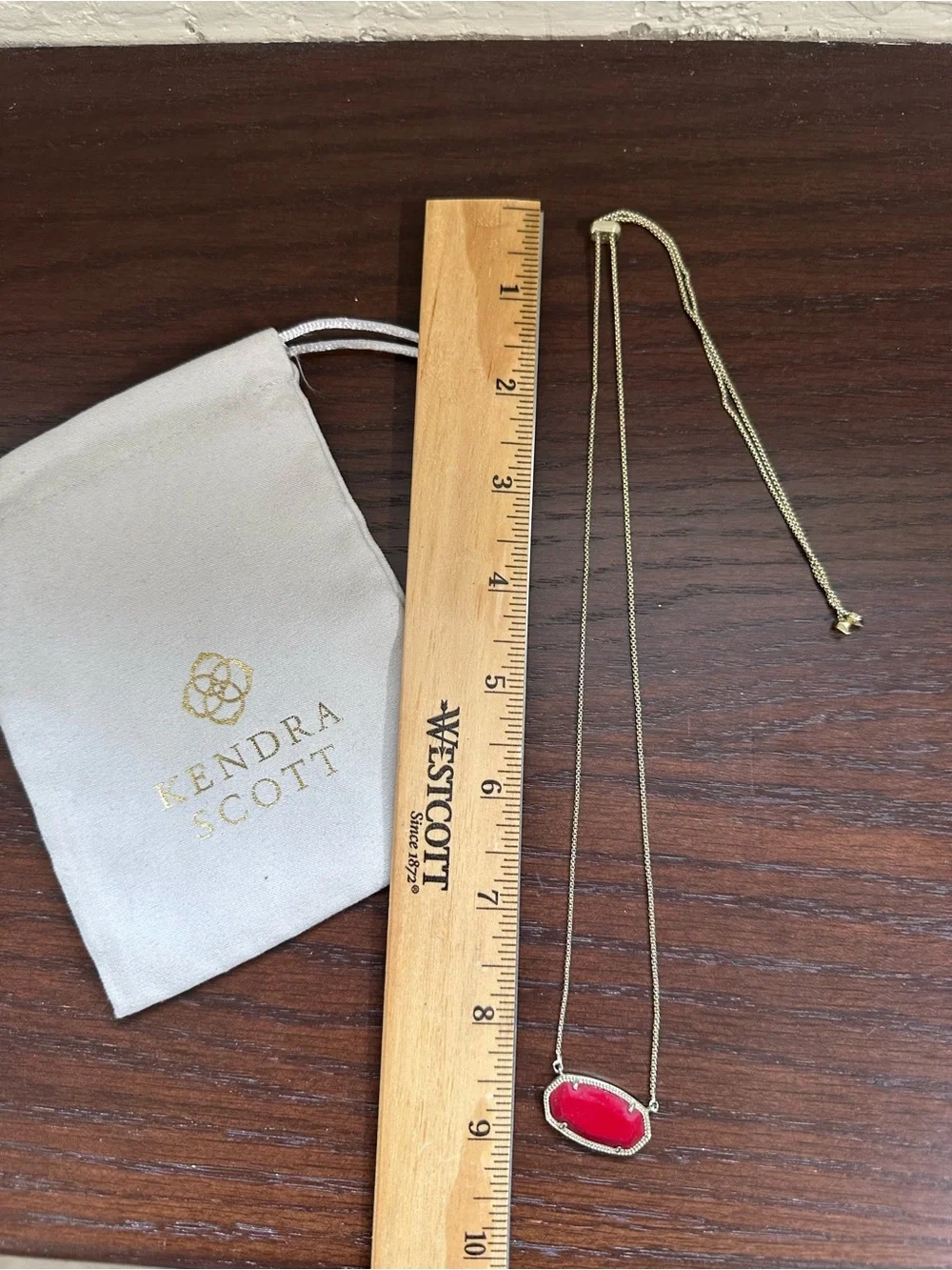 Kendra Scott Gold Adjustable Red Pendant Necklace